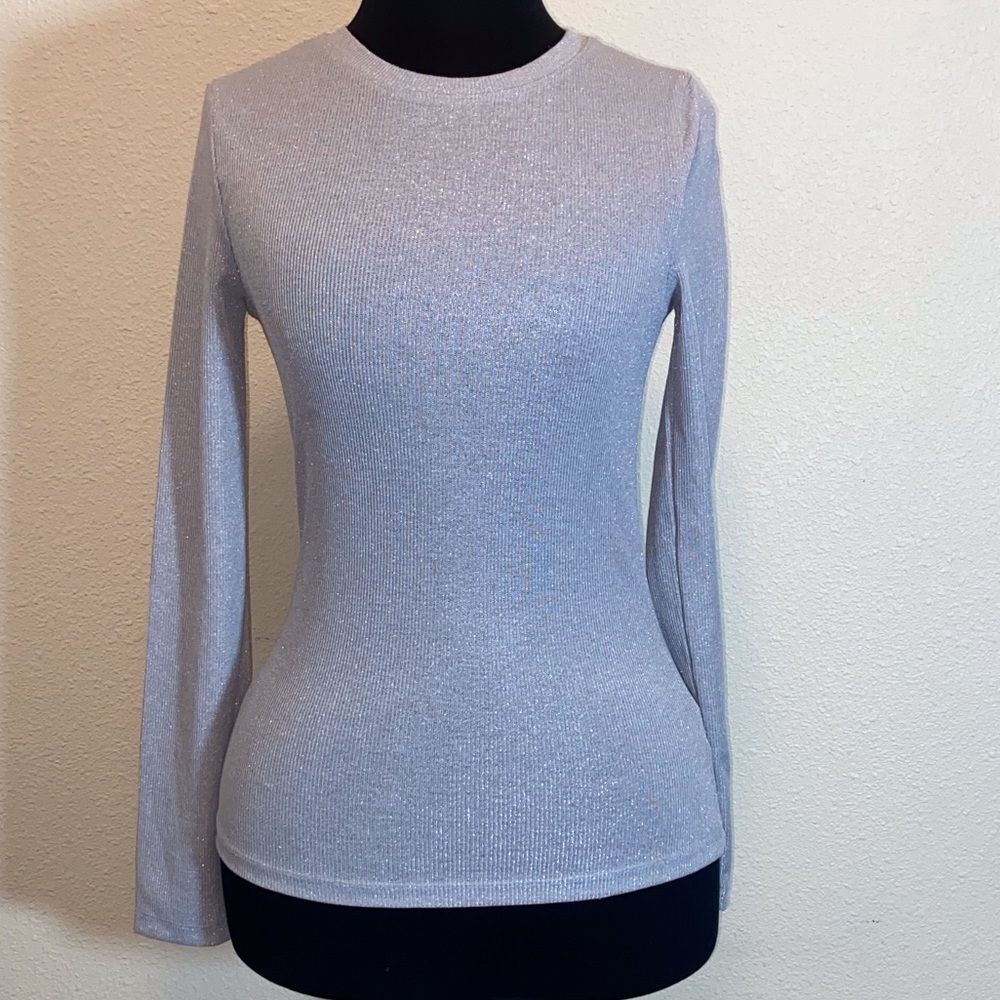 a new day Silver Long Sleeve Women's Top Size XS Stretch